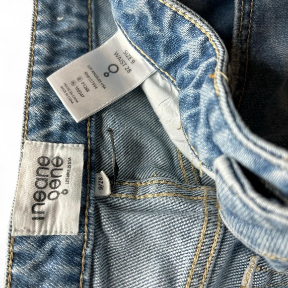 Insane Gene Light Straight Leg Distressed Raw Hem Denim Jeans size 27 - Picture 3 of 5